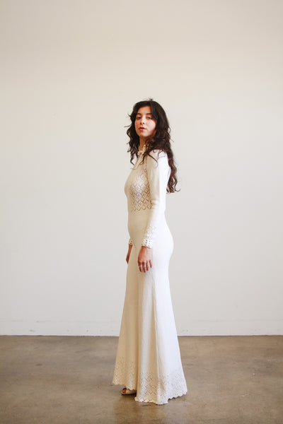 1960s White Cotton Knit Jumpsuit