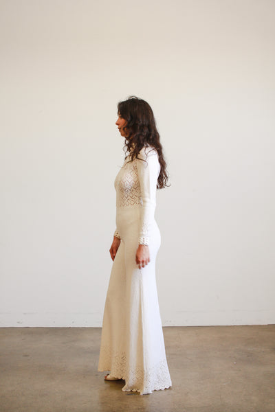 1960s White Cotton Knit Jumpsuit