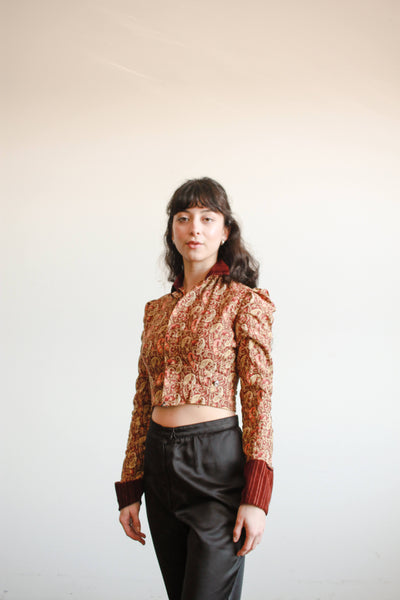 Victorian Burgundy Paisley Print Blouse