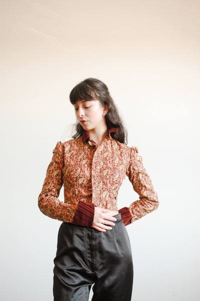 Victorian Burgundy Paisley Print Blouse