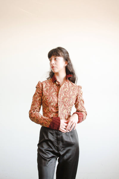 Victorian Burgundy Paisley Print Blouse