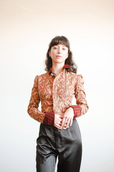 Victorian Burgundy Paisley Print Blouse