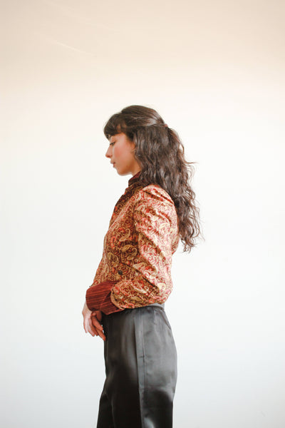 Victorian Burgundy Paisley Print Blouse