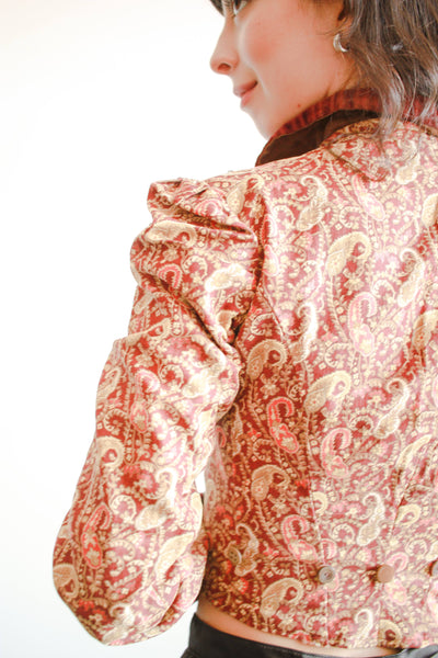 Victorian Burgundy Paisley Print Blouse