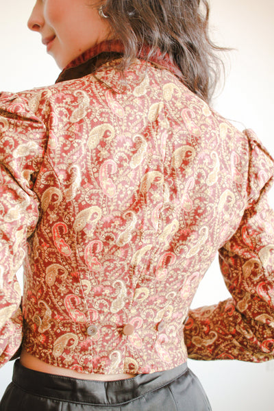 Victorian Burgundy Paisley Print Blouse