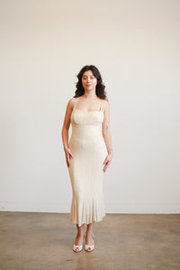 1990s Carmen Marc Valvo Iridescent Beaded Midi Dress – Blossom Vintage
