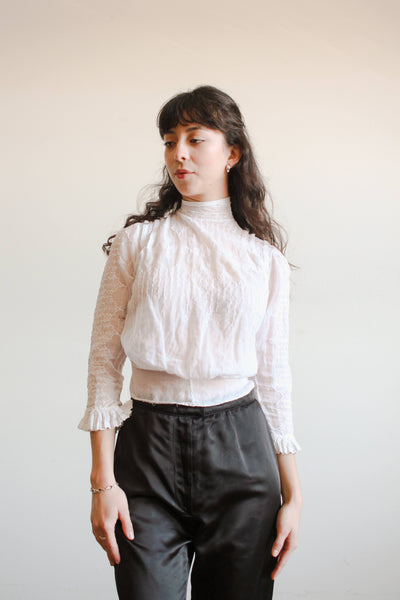 Antique White Cotton Embroidered Blouse