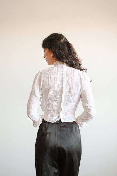 Antique White Cotton Embroidered Blouse