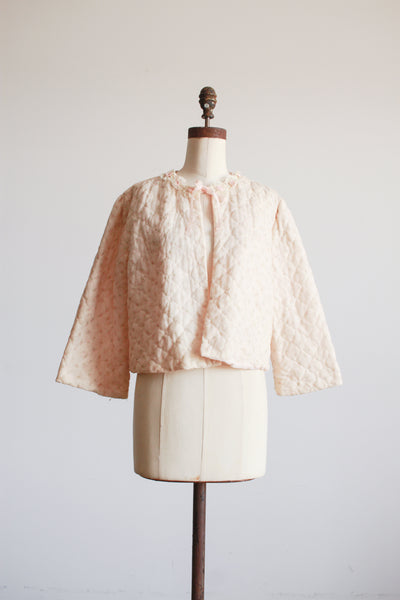 1950s Blush Pink Quilted Bed Jacket