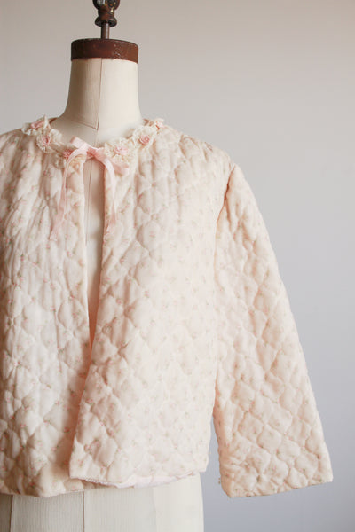 1950s Blush Pink Quilted Bed Jacket