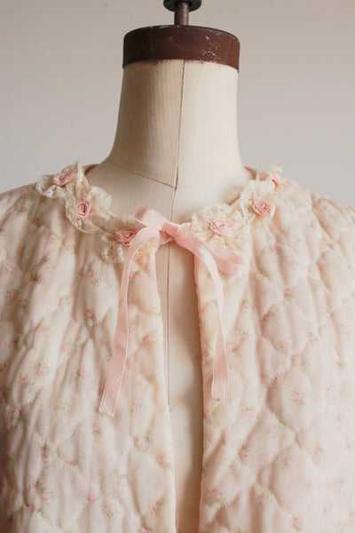 1950s Blush Pink Quilted Bed Jacket