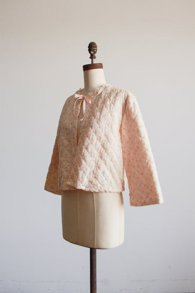 1950s Blush Pink Quilted Bed Jacket