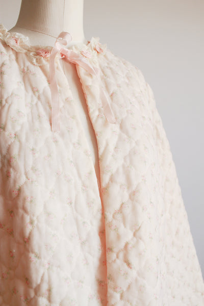 1950s Blush Pink Quilted Bed Jacket