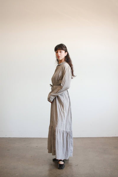 1900s Black and White Gingham Cotton Prairie Dress