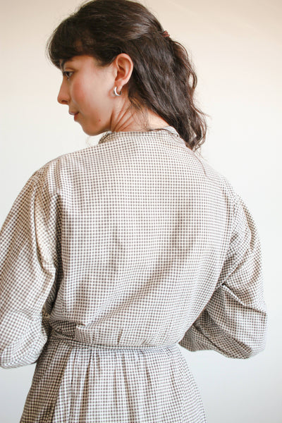 1900s Black and White Gingham Cotton Prairie Dress