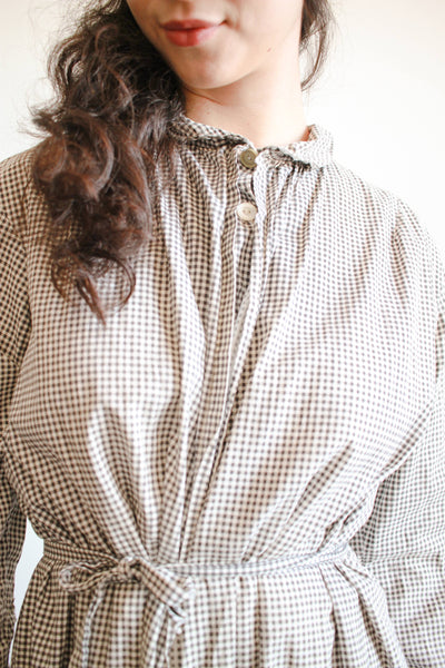 1900s Black and White Gingham Cotton Prairie Dress