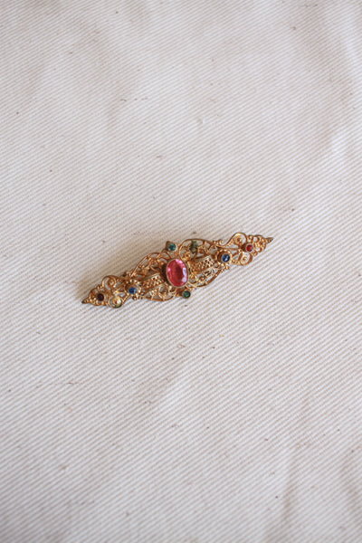 Antique Brass Filigree Brooch