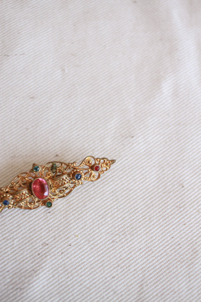 Antique Brass Filigree Brooch