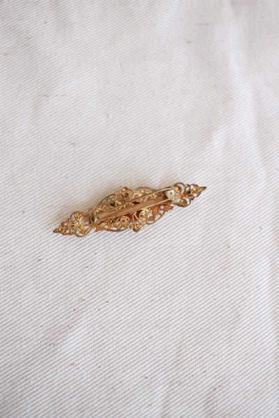 Antique Brass Filigree Brooch