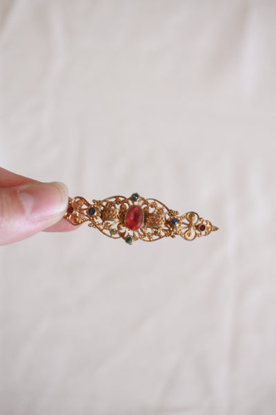 Antique Brass Filigree Brooch