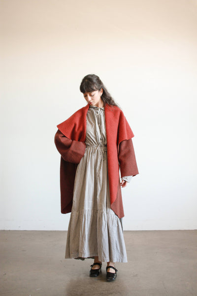 1990s Burgundy Oversized Shawl Coat