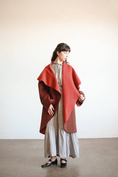 1990s Burgundy Oversized Shawl Coat