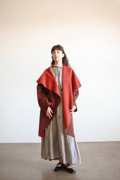 1990s Burgundy Oversized Shawl Coat