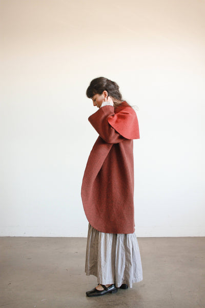 1990s Burgundy Oversized Shawl Coat