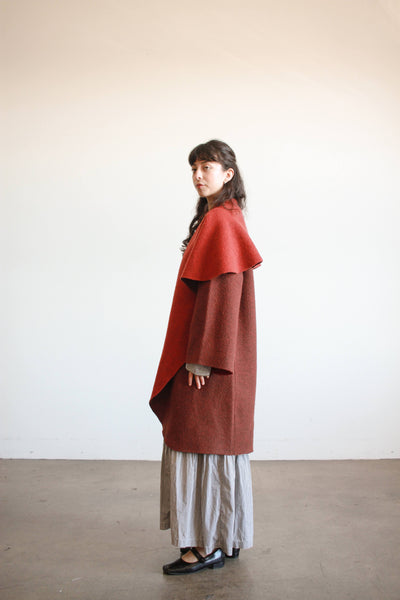 1990s Burgundy Oversized Shawl Coat