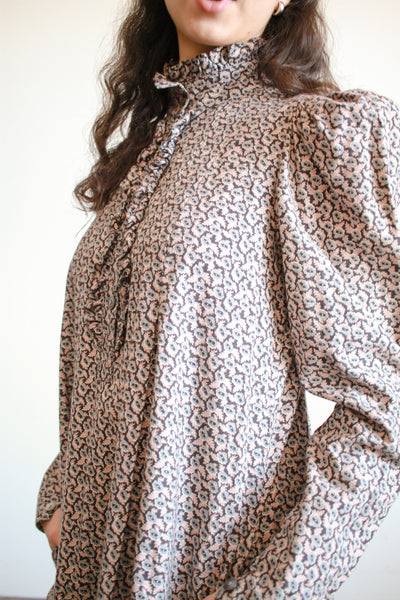 1980s Laura Ashley Calico Print Cotton Dress