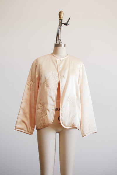 1950s Champagne Satin Silk Bed Jacket