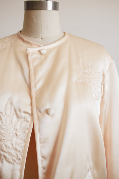 1950s Champagne Satin Silk Bed Jacket