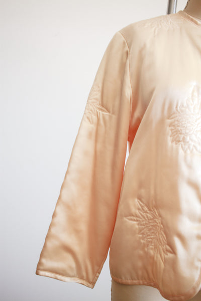 1950s Champagne Satin Silk Bed Jacket