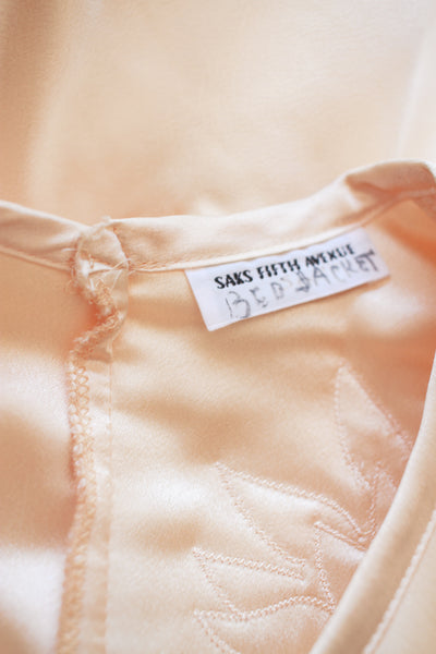 1950s Champagne Satin Silk Bed Jacket
