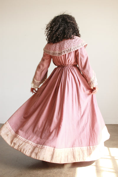 Antique Mauve Embellished Wool Robe Coat