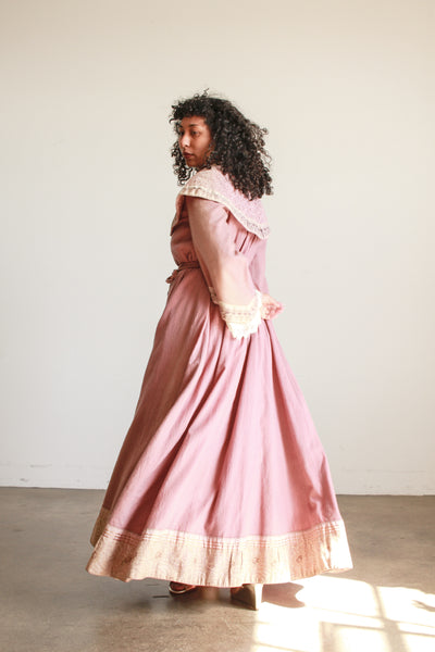 Antique Mauve Embellished Wool Robe Coat