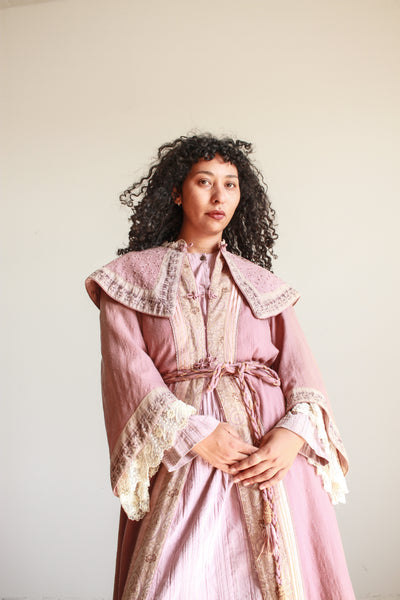 Antique Mauve Embellished Wool Robe Coat