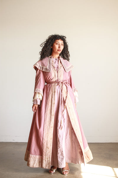 Antique Mauve Embellished Wool Robe Coat
