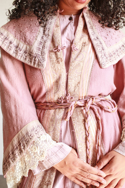 Antique Mauve Embellished Wool Robe Coat