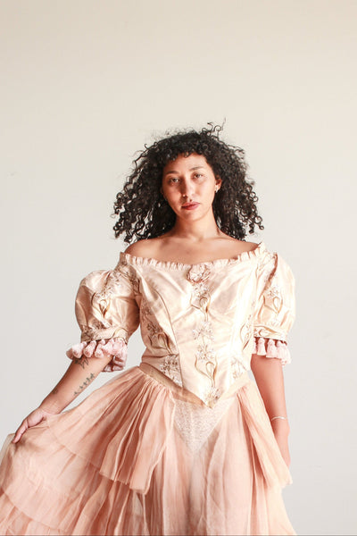 Antique Blush Embroidered Corset Bodice