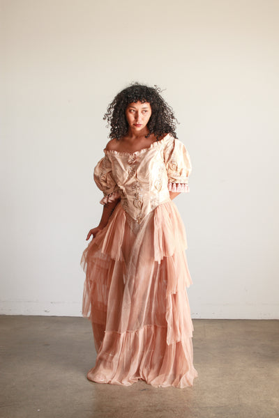 Antique Blush Embroidered Corset Bodice