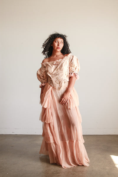 Antique Blush Embroidered Corset Bodice