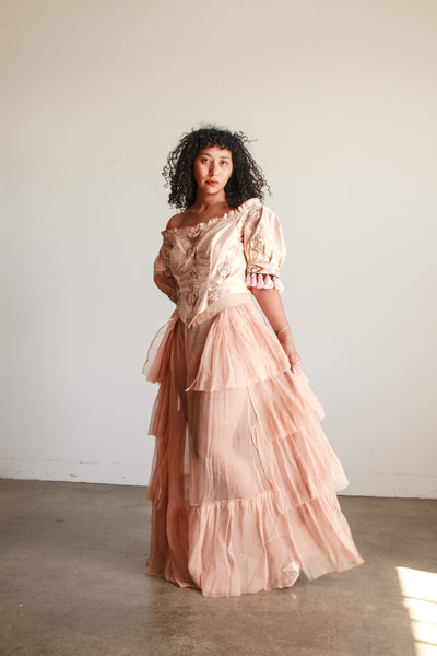 Antique Blush Embroidered Corset Bodice