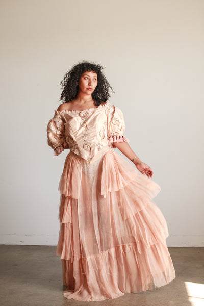 Antique Blush Embroidered Corset Bodice