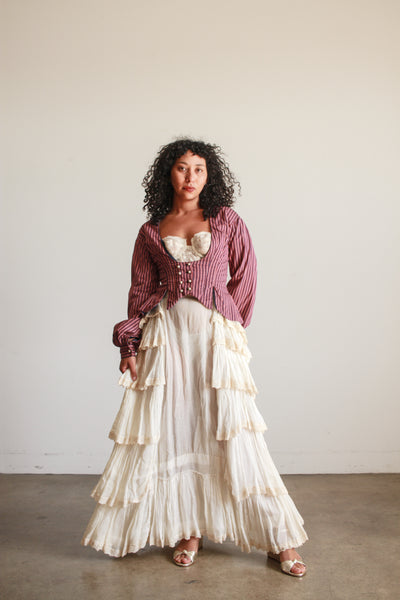 Antique Cream Cotton Tiered Petticoat