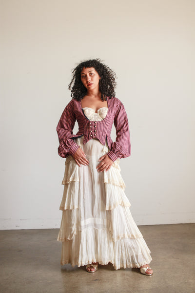 Antique Cream Cotton Tiered Petticoat