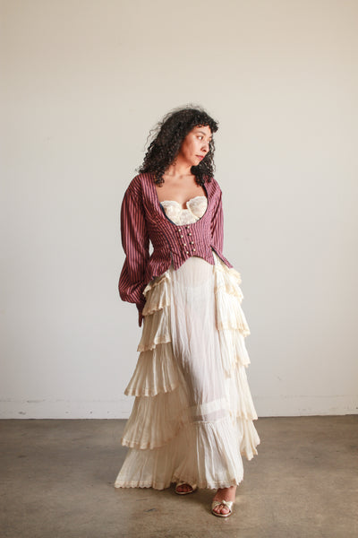 Antique Cream Cotton Tiered Petticoat