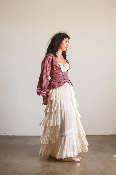 Antique Cream Cotton Tiered Petticoat
