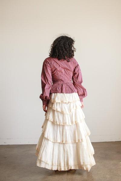 Antique Cream Cotton Tiered Petticoat