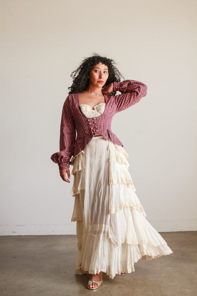 Antique Cream Cotton Tiered Petticoat
